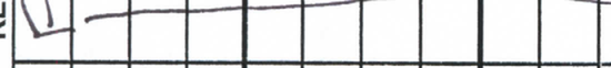 Rows one to ten of the REM column enlarged: the written letter and the start of the carry-down line, with the ink close to the column rule.